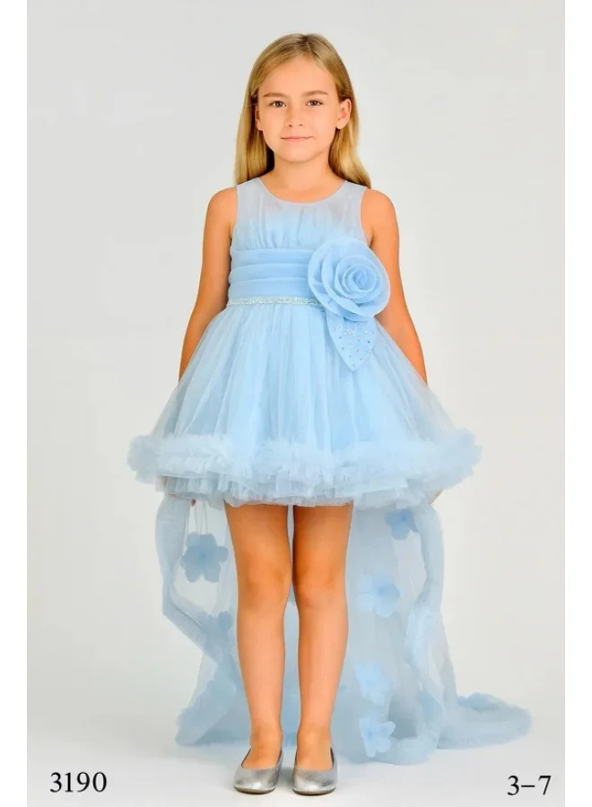 فيا بامبينو فستان تول سماوي طويل وقصير